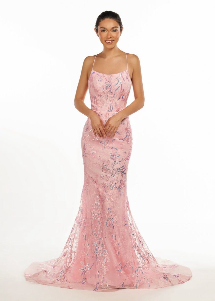 Mermaid Scoop Lace Long Prom Dresses