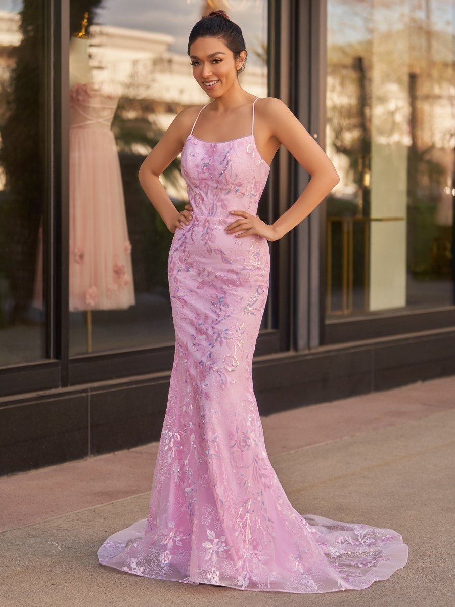 Mermaid Scoop Lace Long Prom Dresses