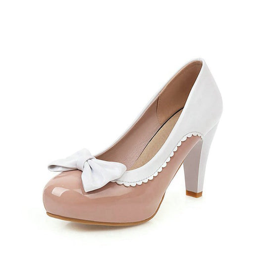 Retro Bowknot High Heels Shoes