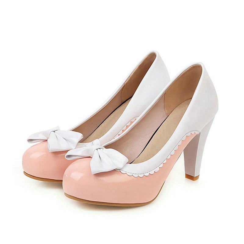Retro Bowknot High Heels Shoes