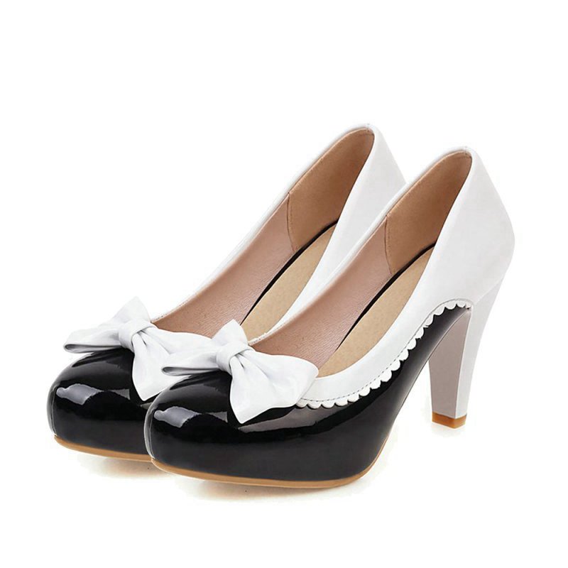 Retro Bowknot High Heels Shoes