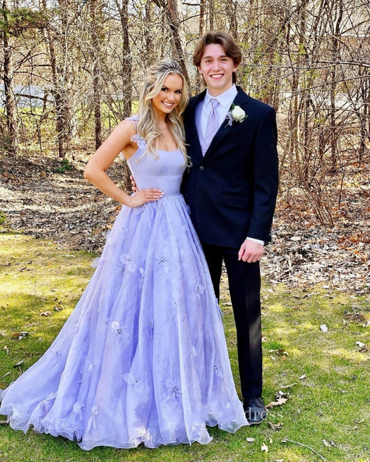 A-line Spaghetti Straps Organza Prom Dresses