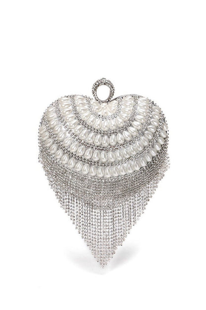 Champagne Beaded Pearls Party Clutch