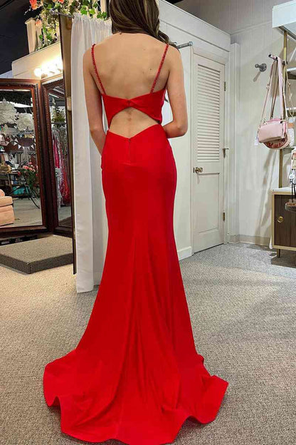Simple Satin Cowl Neck Long Party Dresses