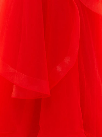 A-line Strapless Organza Prom Dresses