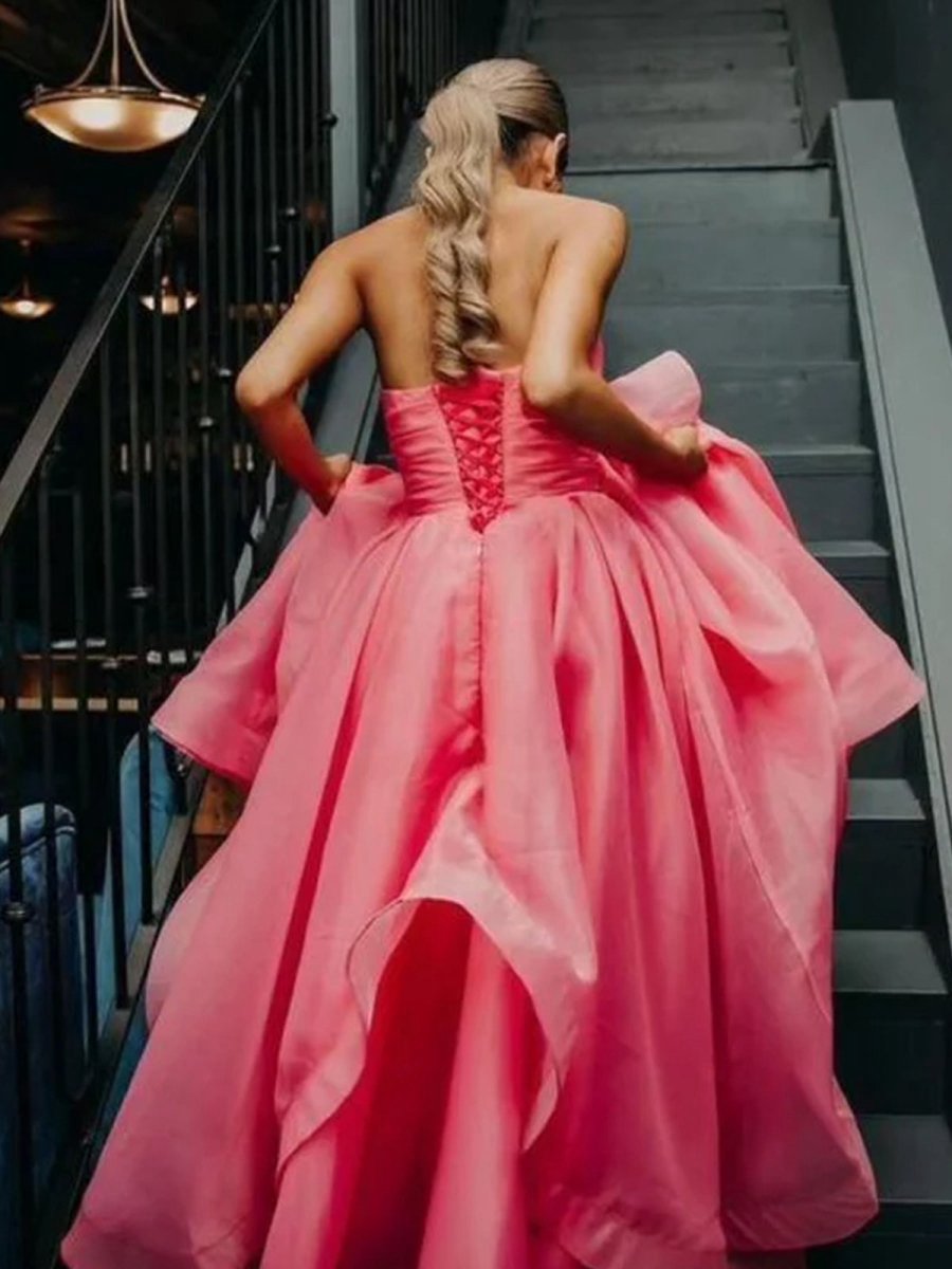 A-line Strapless Organza Prom Dresses
