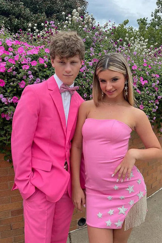 Sheath Strapless Satin Homecoming Dresses