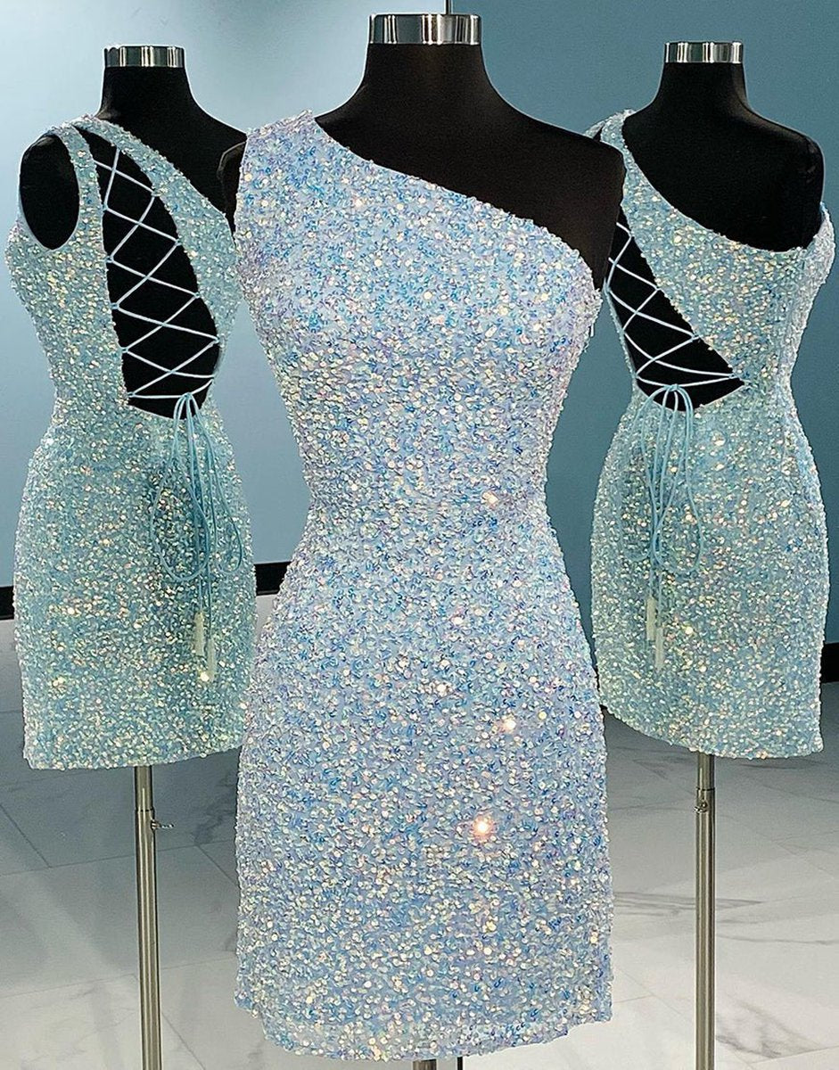 One Shoulder Tight Homecoming Dresses