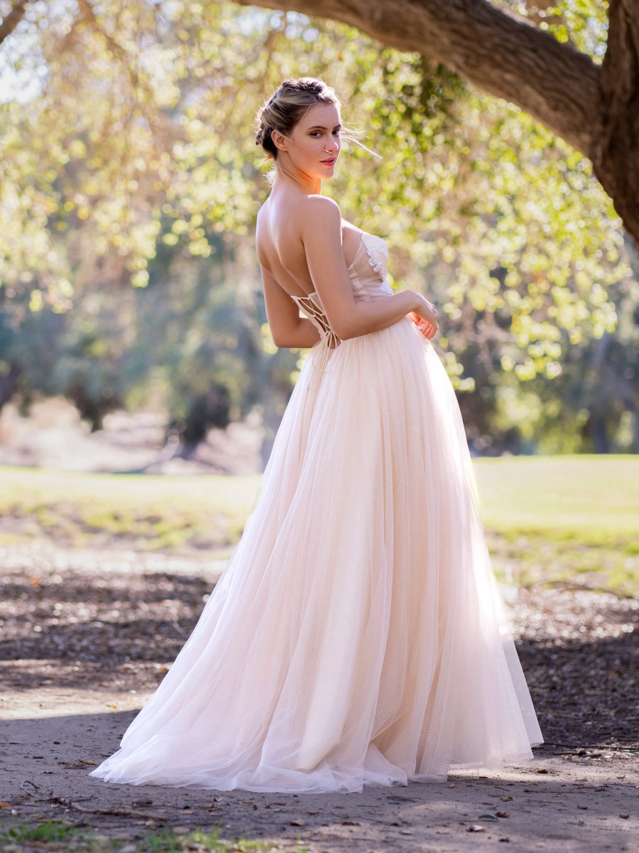 Corset Applique Floor Length Tulle Dresses