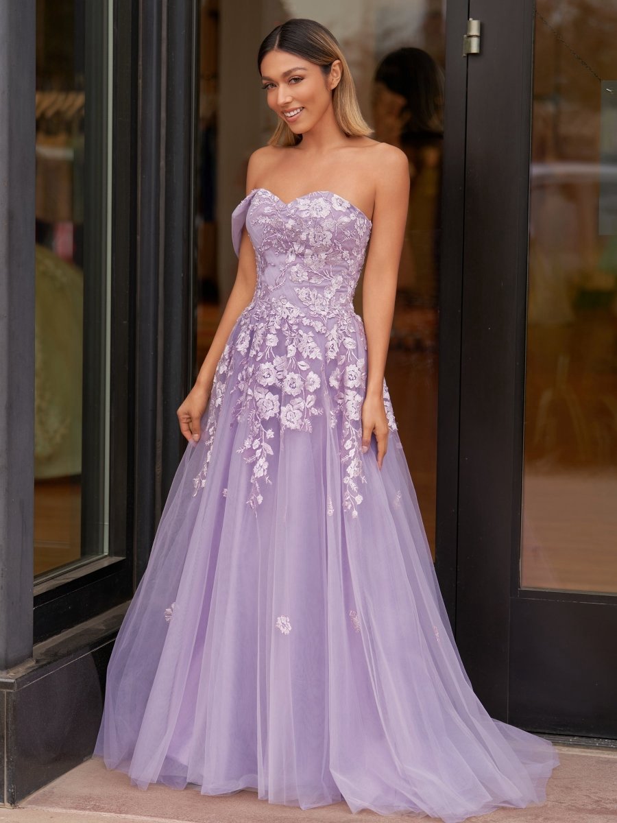 Sweet-Heart Tulle One Shoulder Floor Length Prom Dresses