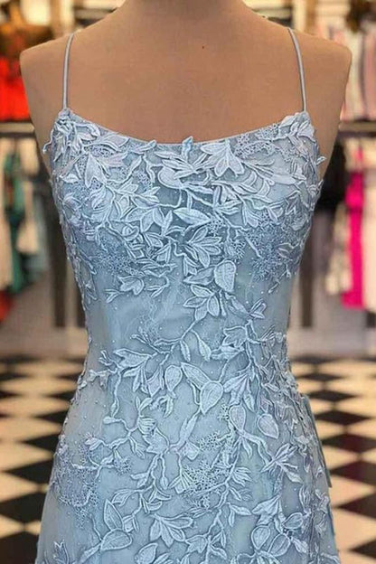 Mermaid Spaghetti Straps Lace Prom Dresses