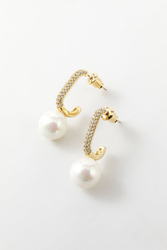 Pearl Beading Golden Earrings