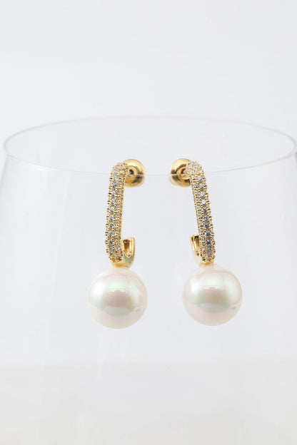 Pearl Beading Golden Earrings