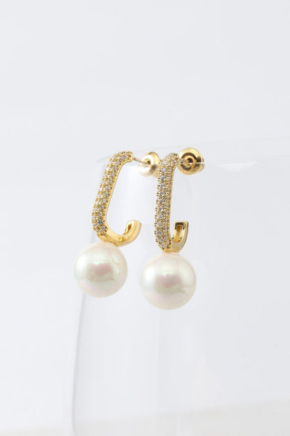 Pearl Beading Golden Earrings