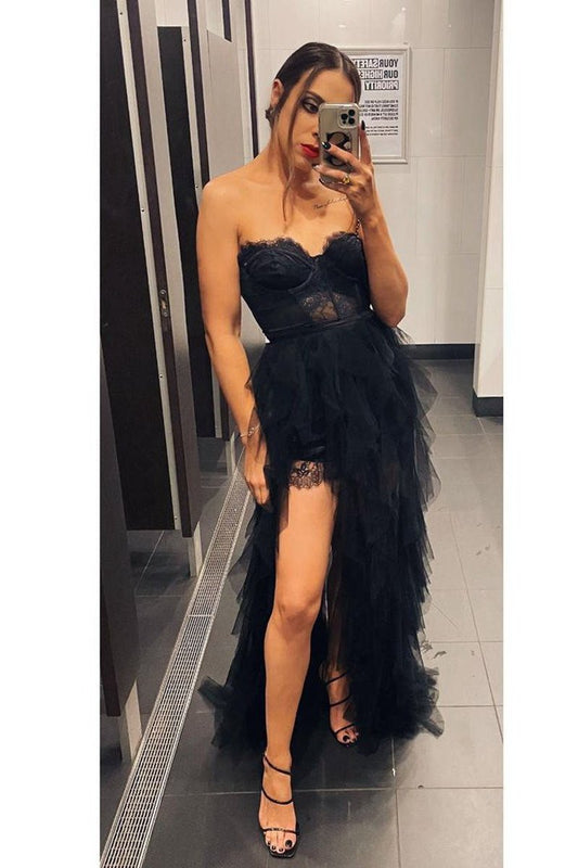 Elegant Rust Tie Ruffles Tulle Prom Dresses