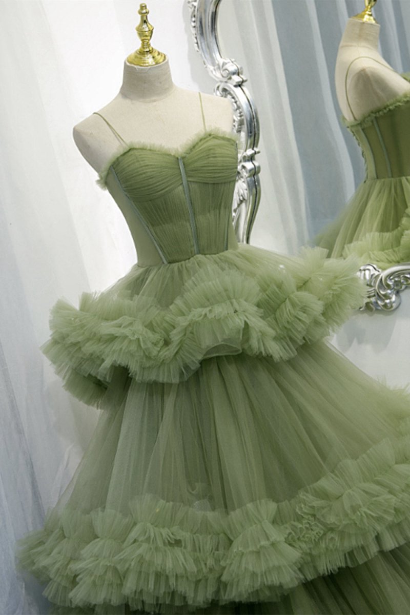 A-line Sweetheat Pleated Tulle Prom Dresses