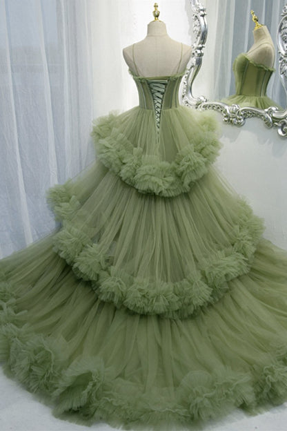 A-line Sweetheat Pleated Tulle Prom Dresses