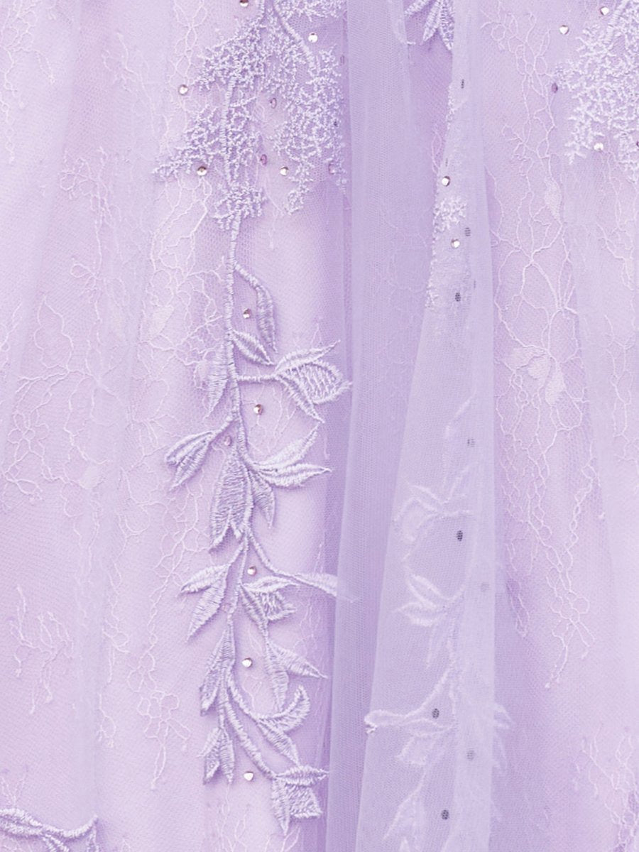 A-line Sweetheart Lace Tulle Prom Dresses with Slit