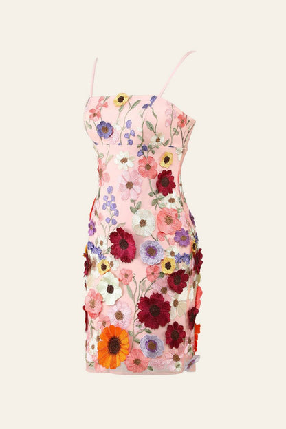 Sheath Spaghetti Straps 3D Flower Homecoming Dresses