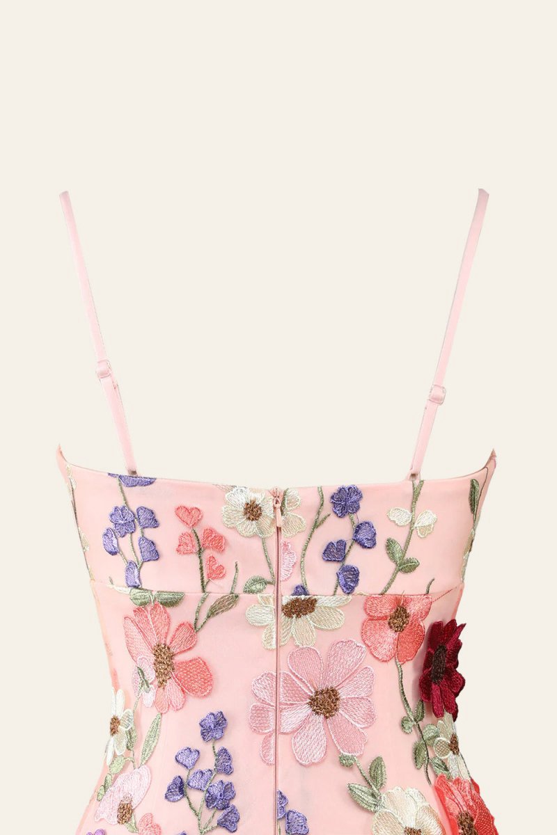 Sheath Spaghetti Straps 3D Flower Homecoming Dresses