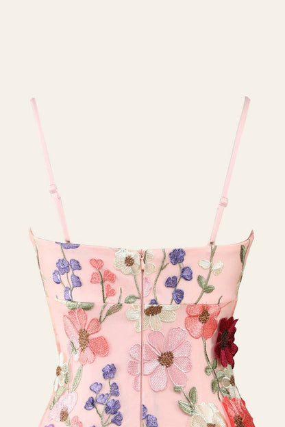 Sheath Spaghetti Straps 3D Flower Homecoming Dresses
