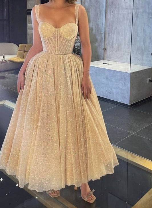 A-line Sweetheart Sparkling Tulle Homecoming Dresses