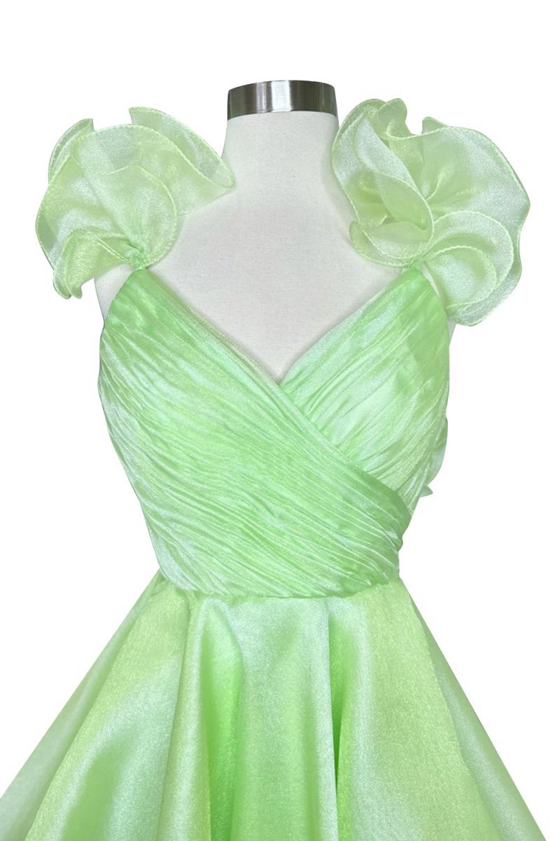 A-line Organza V Neck Homecoming Dresses