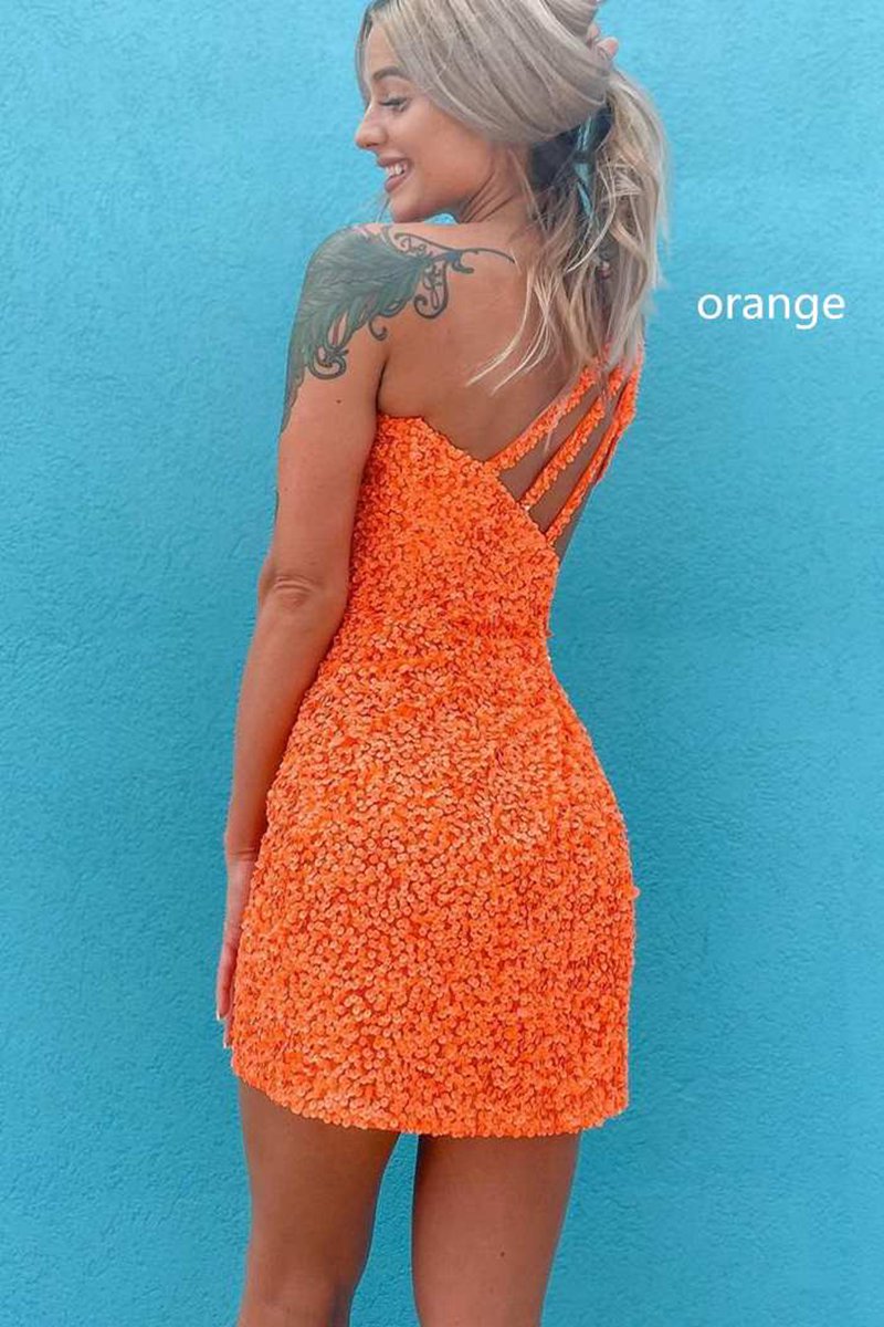 Sheath One Shoulder Sequins Homecoming Dresses