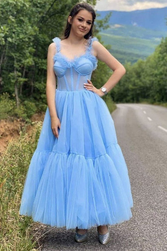 Princess Light Tulle Long Prom Dresses