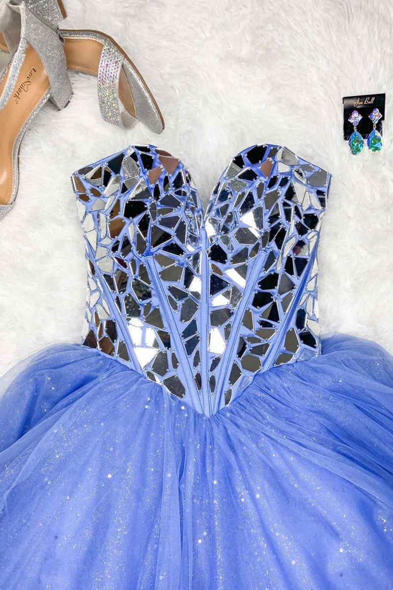 Glitter Tulle Sweetheart Long Quinceanera Dresses