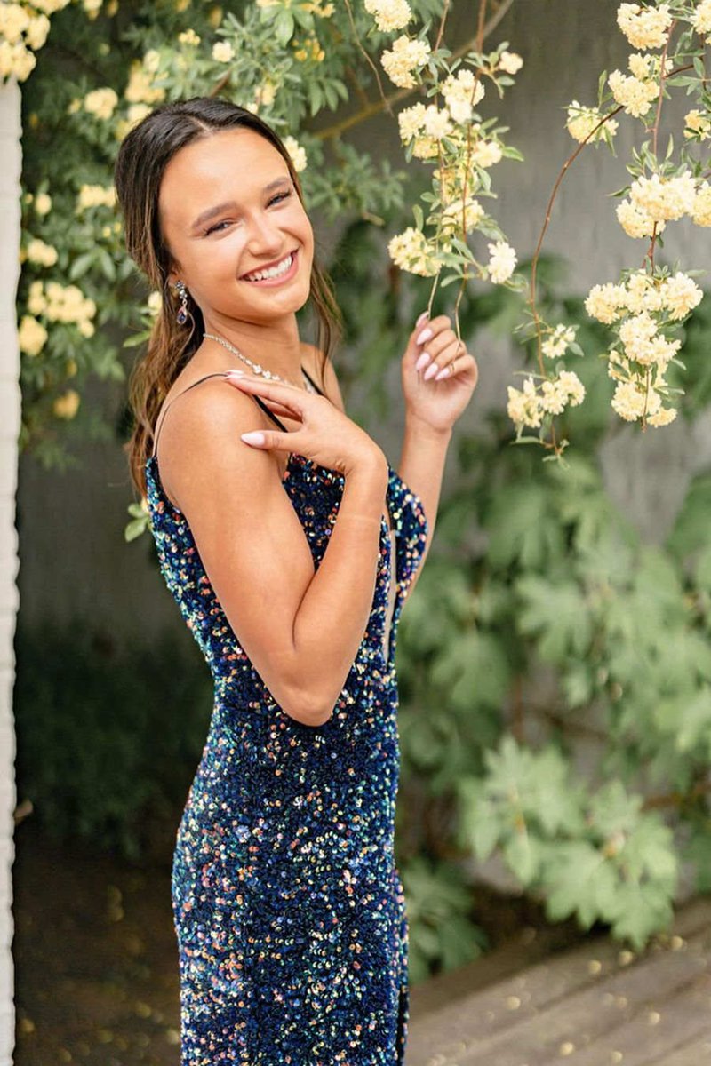 Side Slit Mermaid Plunging V-Neck Prom Dresses