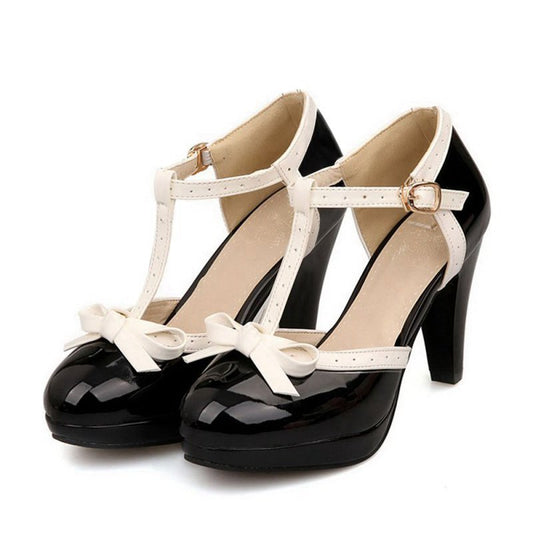 Retro Bow High Heel Shoes