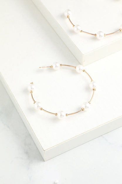 White Pearl Circle Earrings