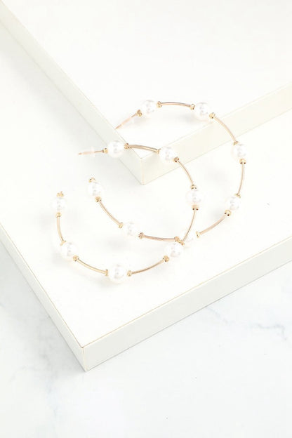 White Pearl Circle Earrings
