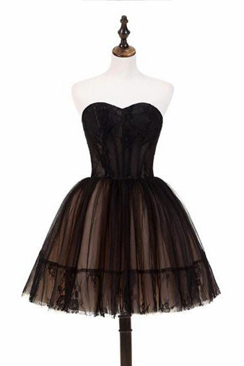 A-line Strapless Tulle Homecoming Dresses